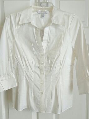 WHBM White Classic Collared Shirt Size 10p